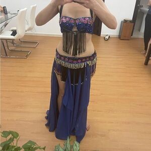 Elegant Blue and Black Bellydancer Costume!
